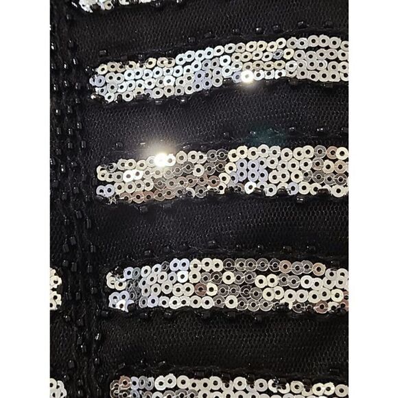 ✨🖤 Flapper Great Gatsby 1920s Retro Tassel Fringe Sequin Black Dress SIZE M NWT - Picture 13 of 17